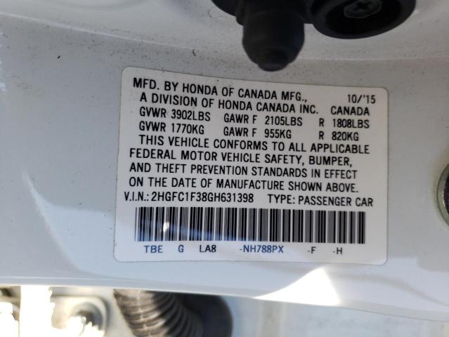 Photo 10 from auction – 2016 HONDA CIVIC EX with VIN 2HGFC1F38GH631398