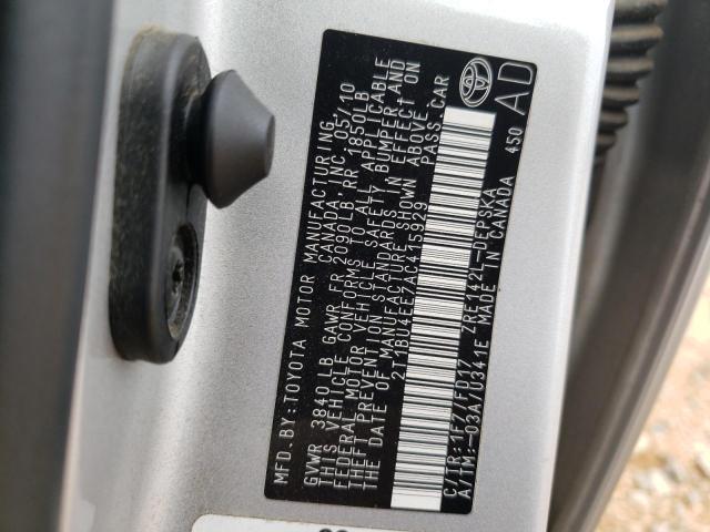 Photo 10 from auction – 2010 TOYOTA COROLLA BA with VIN 2T1BU4EE7AC415929