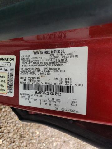 Photo 10 from auction – 2013 FORD FUSION SE with VIN 3FA6P0H92DR375912
