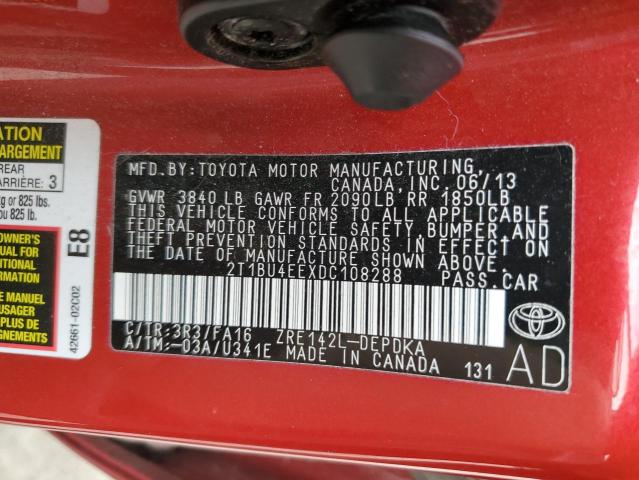 Photo 10 from auction – 2013 TOYOTA CARROLLA with VIN 2T1BU4EEXDC108288