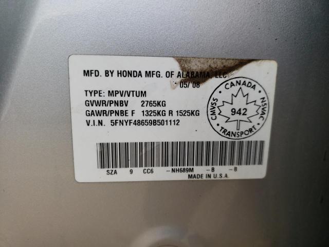 Photo 10 from auction – 2009 HONDA PILOT EXL with VIN 5FNYF48659B501112