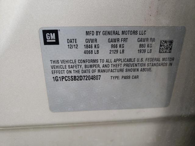 Photo 10 from auction – 2013 CHEVROLET CRUZE LT with VIN 1G1PC5SB2D7204807