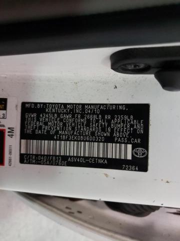 Photo 10 from auction – 2011 TOYOTA CAMRY BASE with VIN 4T1BF3EK0BU600320