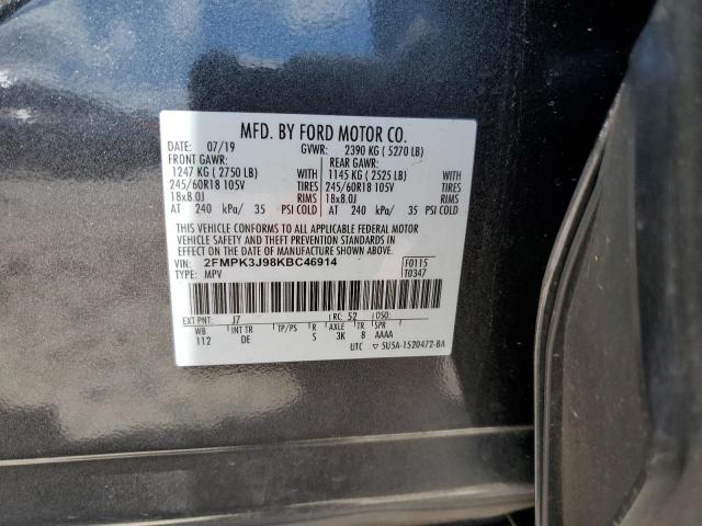 Photo 10 from auction – 2019 FORD EDGE SEL with VIN 2FMPK3J98KBC46914