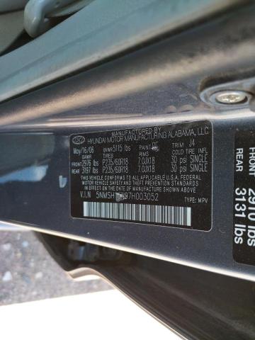 Photo 10 from auction – 2007 HYUNDAI SANTA FE S with VIN 5NMSH13E97H003052