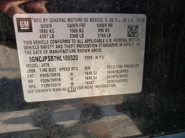 Photo 10 from auction – 2017 CHEVROLET TRAX 1LT with VIN 3GNCJPSB7HL189320