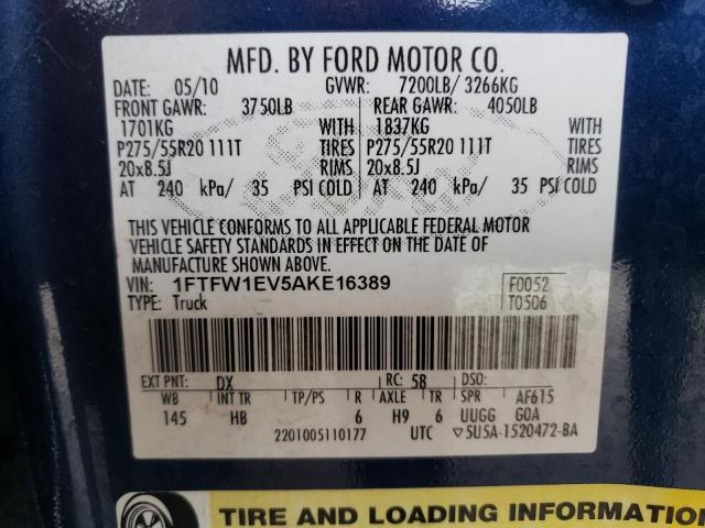 Photo 10 from auction – 2010 FORD F150 SUPER with VIN 1FTFW1EV5AKE16389