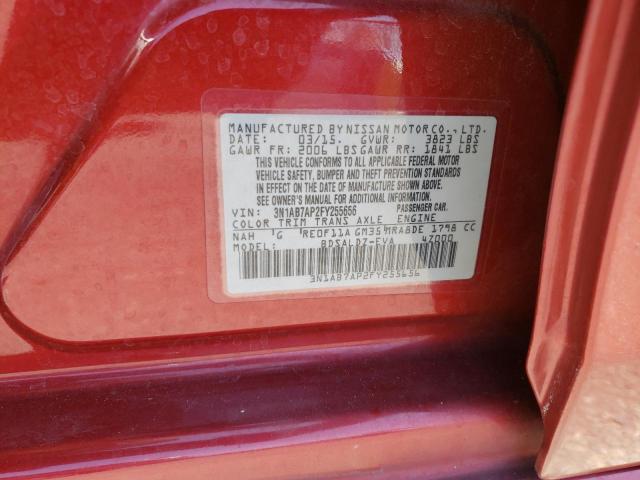 Photo 10 from auction – 2015 NISSAN SENTRA S with VIN 3N1AB7AP2FY255656