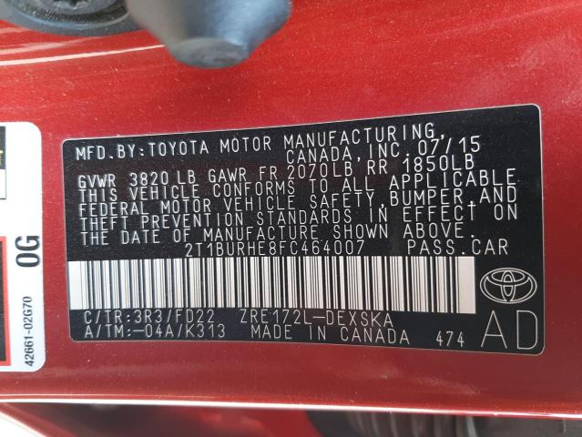 Photo 10 from auction – 2015 TOYOTA COROLLA L with VIN 2T1BURHE8FC464007