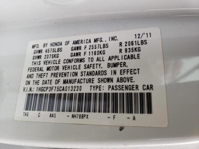 Photo 10 from auction – 2012 HONDA ACCORD EX with VIN 1HGCP3F75CA013230