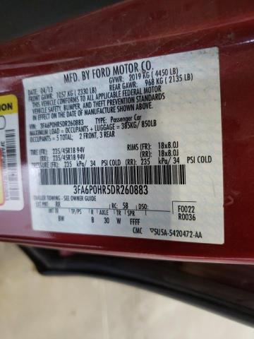 Photo 10 from auction – 2013 FORD FUSION SE with VIN 3FA6P0HR5DR260883