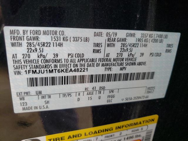 Photo 10 from auction – 2019 FORD EXPEDITION with VIN 1FMJU1MT6KEA48221
