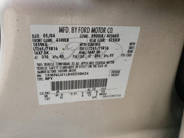 Photo 10 from auction – 2004 FORD EXCURSION with VIN 1FMNU41L84ED58624