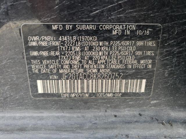 Photo 10 from auction – 2019 SUBARU CROSSTREK with VIN JF2GTACC8K8260752
