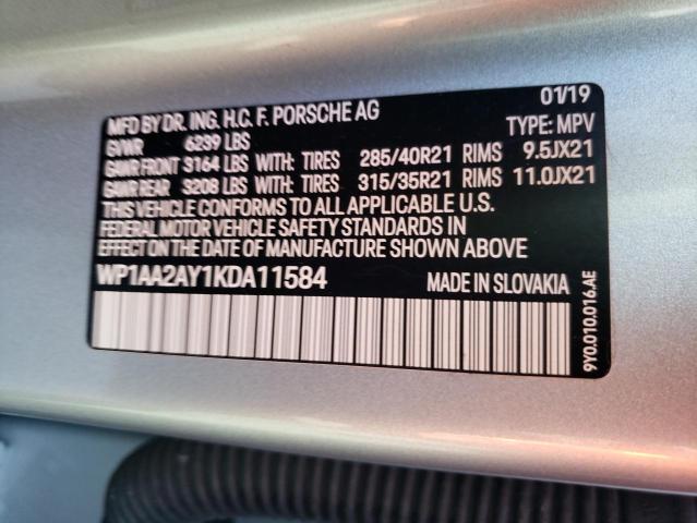 Photo 10 from auction – 2019 PORSCHE CAYENNE with VIN WP1AA2AY1KDA11584