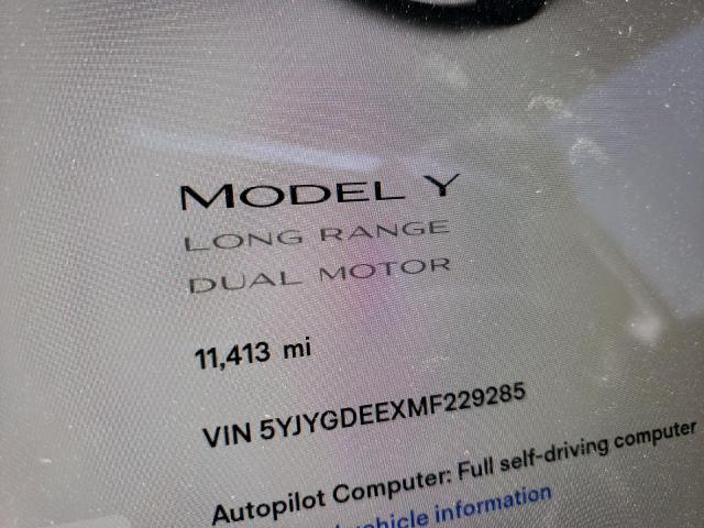 Photo 8 from auction – 2021 TESLA MODEL Y with VIN 5YJYGDEEXMF229285