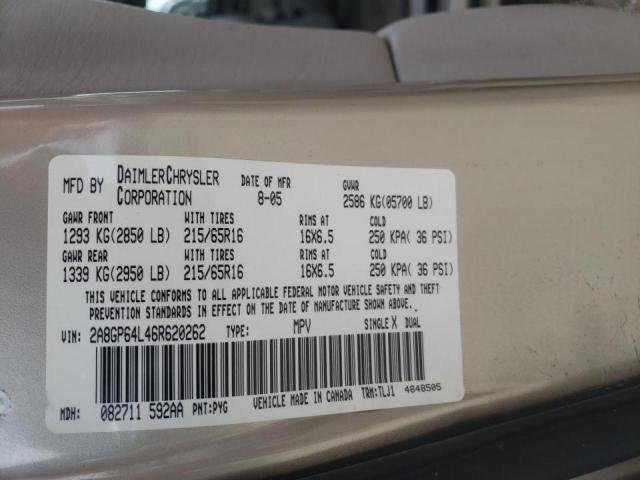 Photo 10 from auction – 2006 CHRYSLER TOWN & COU with VIN 2A8GP64L46R620262