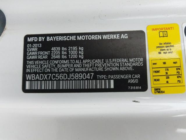 Photo 10 from auction – 2013 BMW 335 I with VIN WBADX7C56DJ589047