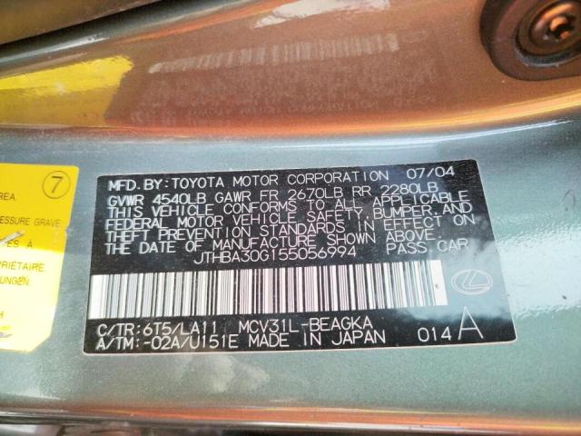 Photo 10 from auction – 2005 LEXUS ES 330 with VIN JTHBA30G155056994