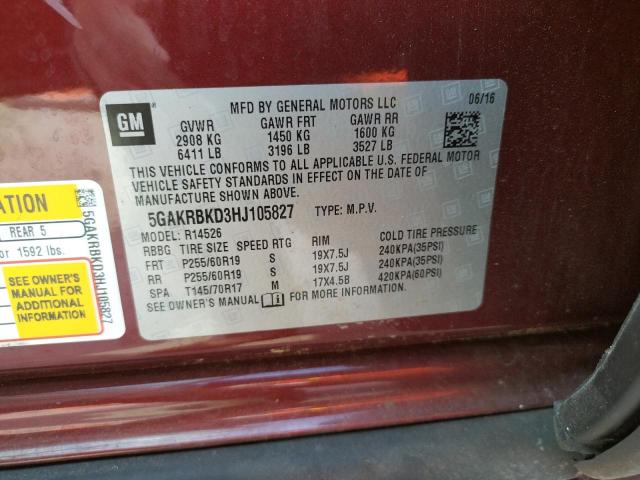 Photo 10 from auction – 2017 BUICK ENCLAVE with VIN 5GAKRBKD3HJ105827
