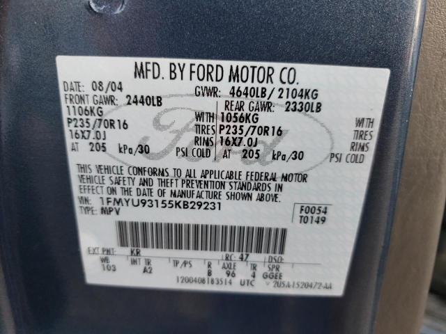Photo 10 from auction – 2005 FORD ESCAPE XLT with VIN 1FMYU93155KB29231