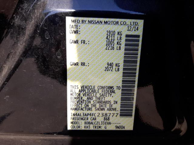 Photo 10 from auction – 2015 NISSAN ALTIMA 2.5 with VIN 1N4AL3AP4FC238777