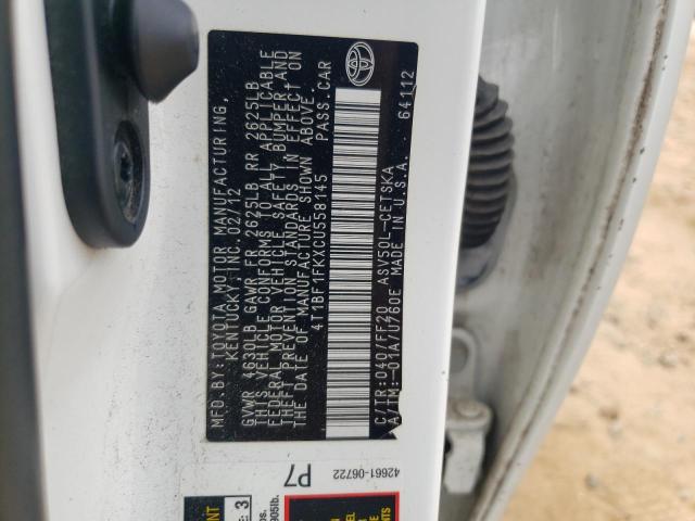 Photo 10 from auction – 2012 TOYOTA CAMRY BASE with VIN 4T1BF1FKXCU558145