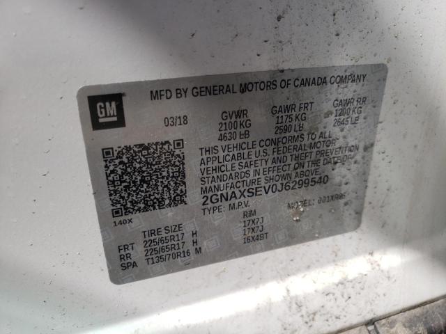 Photo 10 from auction – 2018 CHEVROLET EQUINOX LT with VIN 2GNAXSEV0J6299540