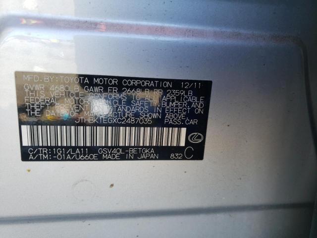 Photo 10 from auction – 2012 LEXUS ES 350 with VIN JTHBK1EGXC2487035