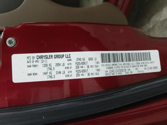 Photo 10 from auction – 2012 CHRYSLER TOWN & COU with VIN 2C4RC1CG4CR228199
