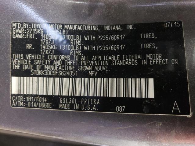 Photo 10 from auction – 2015 TOYOTA SIENNA LE with VIN 5TDKK3DC9FS634051
