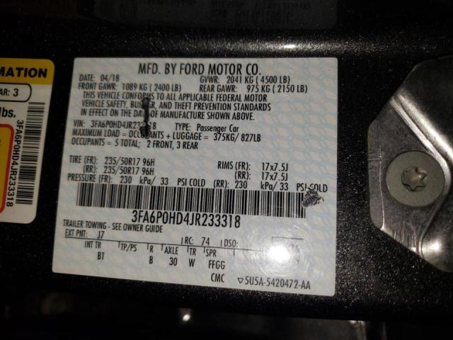 Photo 10 from auction – 2018 FORD FUSION SE with VIN 3FA6P0HD4JR233318