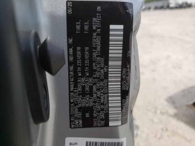 Photo 10 from auction – 2020 TOYOTA HIGHLANDER with VIN 5TDGZRBH8LS031400