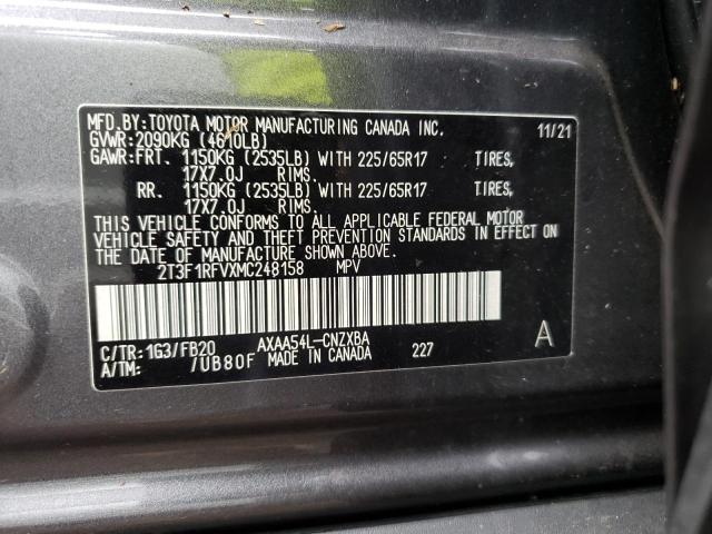 Photo 10 from auction – 2021 TOYOTA RAV4 LE with VIN 2T3F1RFVXMC248158