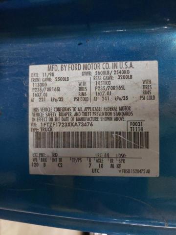 Photo 10 from auction – 1999 FORD F150 with VIN 1FTZF1723XKA73476