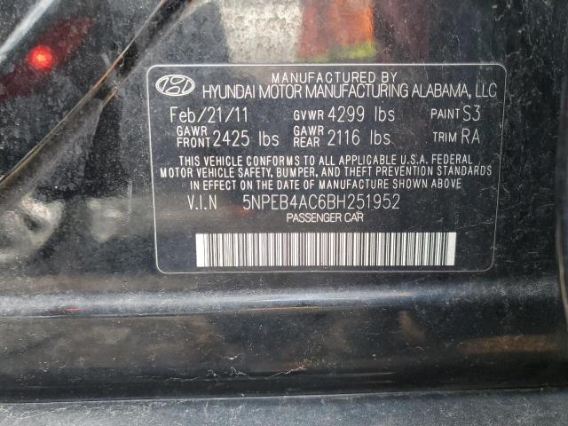 Photo 10 from auction – 2011 HYUNDAI SONATA GLS with VIN 5NPEB4AC6BH251952