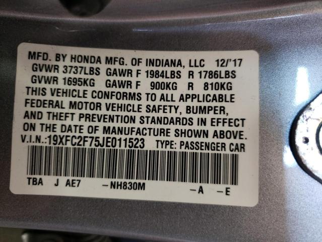 Photo 10 from auction – 2018 HONDA CIVIC EX with VIN 19XFC2F75JE011523
