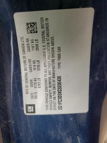 Photo 10 from auction – 2012 CHEVROLET CAMARO LT with VIN 2G1FC3D3XC9206436