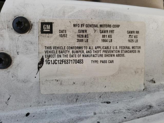 Photo 10 from auction – 2003 CHEVROLET CAVALIER with VIN 1G1JC12F637170483