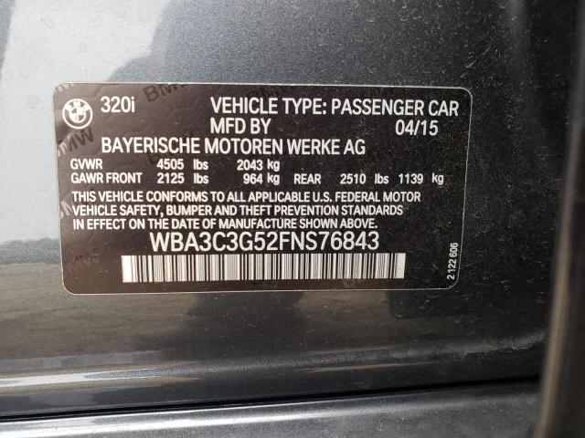 Photo 10 from auction – 2015 BMW 320 I XDRI with VIN WBA3C3G52FNS76843