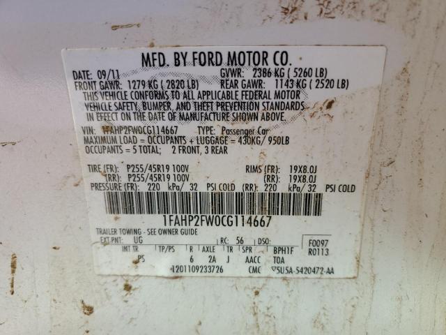 Photo 10 from auction – 2012 FORD TAURUS LIM with VIN 1FAHP2FW0CG114667