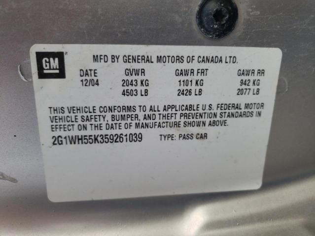 Photo 10 from auction – 2005 CHEVROLET IMPALA LS with VIN 2G1WH55K359261039