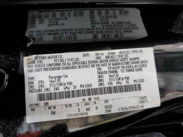 Photo 10 from auction – 2014 FORD FOCUS SE with VIN 1FADP3K25EL412262