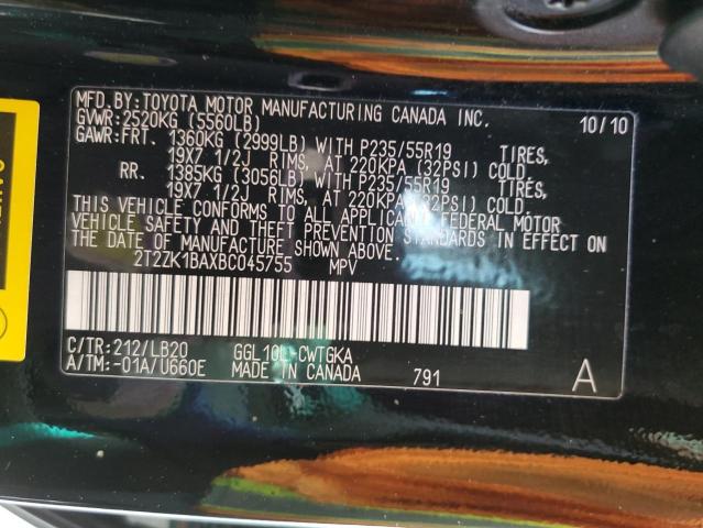 Photo 10 from auction – 2011 LEXUS RX 350 with VIN 2T2ZK1BAXBC045755