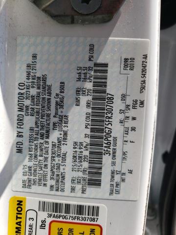 Photo 10 from auction – 2015 FORD FUSION S with VIN 3FA6P0G75FR307087