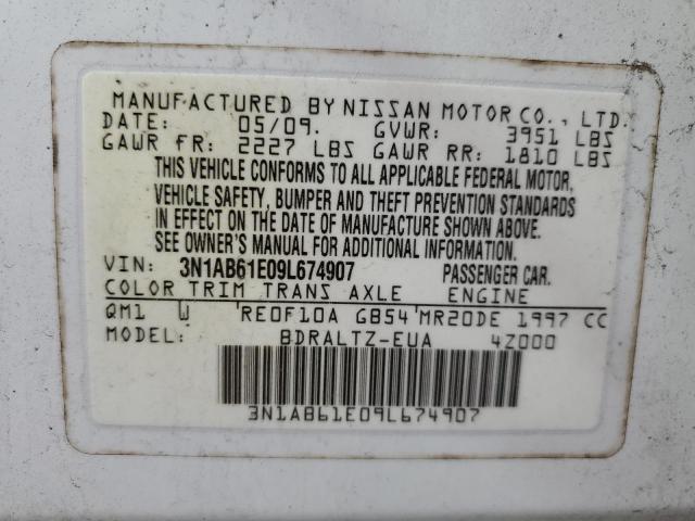 Photo 10 from auction – 2009 NISSAN SENTRA 2.0 with VIN 3N1AB61E09L674907