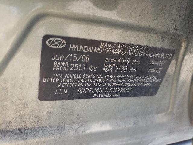Photo 10 from auction – 2007 HYUNDAI SONATA SE with VIN 5NPEU46F07H192692