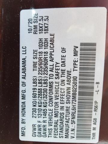 Photo 10 from auction – 2021 HONDA ODYSSEY EX with VIN 5FNRL6H73MB025890