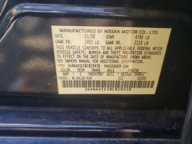 Photo 10 from auction – 2008 NISSAN MAXIMA SE with VIN 1N4BA41E58C829458