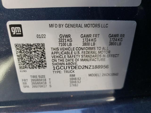 Photo 10 from auction – 2022 CHEVROLET silverado with VIN 1GCUYDED2NZ188956